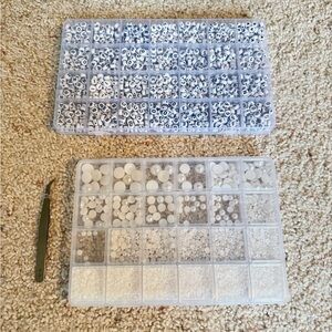 Letter Beads and Pearls in Organizers with Tweezers - crafts, wedding, gifts